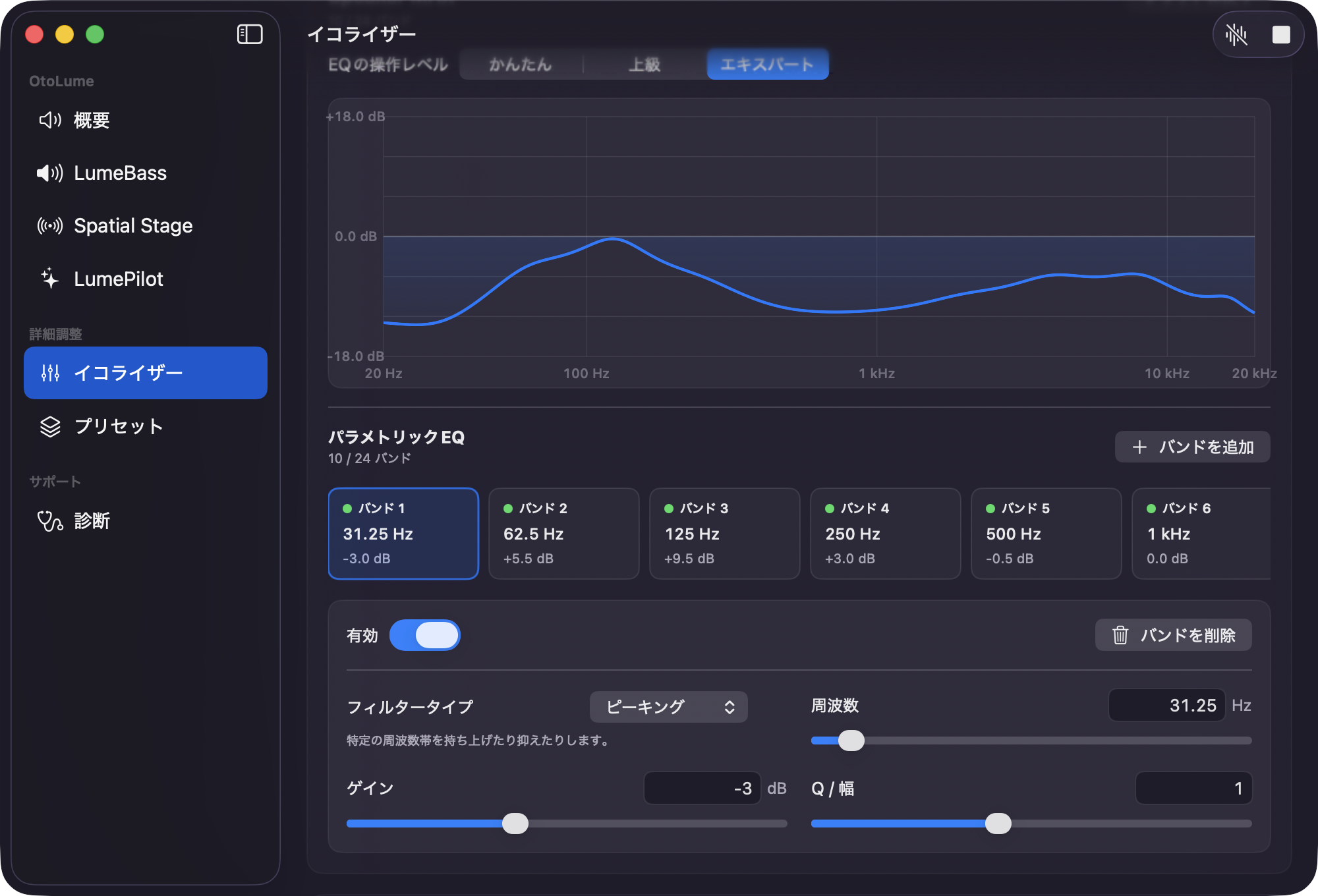 Actual OtoLume Expert parametric equalizer